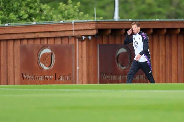 National coach Julian Nagelsmann enters the training ground, training camp of the German national team, Blankenhain, Germany