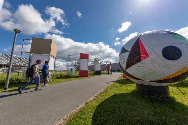 Report 28 05 2024 adidas in Herzogenaurach prepares for the arrival of the mens national team Throughout the World Of Sports, the official match ball Football Love welcomes visitors Herzogenaurach Bavaria Germany