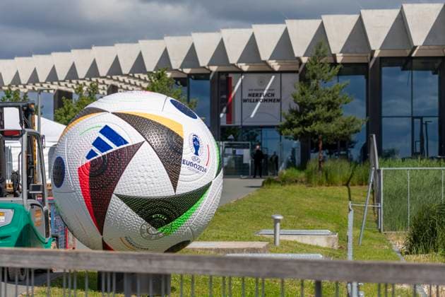 Report 28 05 2024 adidas in Herzogenaurach prepares for the arrival of the mens national team Throughout the World Of Sports, the official match ball Football Love welcomes visitors Herzogenaurach Bavaria Germany