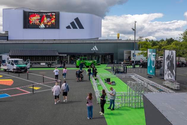Report 28 05 2024 adidas in Herzogenaurach prepares for the arrival of the mens national team The preparations for the fan festival to welcome the national team at the brand store factory outlet Herzogenaurach Bavaria Germany