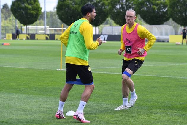 Soccer 1 Bundesliga training Borussia Dortmund on 28 05 2024 at the training ground Hohenbuschei in Dortmund Emre Can Dortmund , front Marius Wolf Dortmund , back xRx