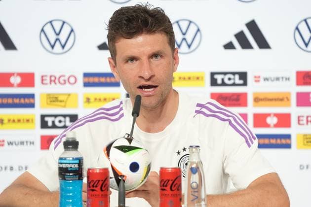 Thomas Müller Germany Germany in the press conference Blankenhain 28 05 2024 Press conference of the German national team for the European Championship preparation, Golf Resort Weimarer Land
