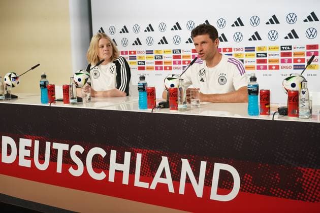 Thomas Müller Germany Germany in the press conference Blankenhain 28 05 2024 Press conference of the German national team for the European Championship preparation, Golf Resort Weimarer Land