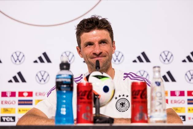 DFB Training Camp Press Conference 28 05 2024 Thomas Müller Germany DFB Training Camp Press Conference Blankenhain, Golf Spa Resort Weimarer Land on 28 05 2024 Copyright: xBEAUTIFULxSPORTS Wunderlx