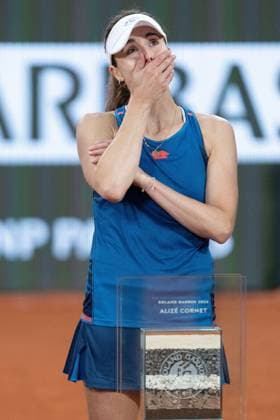 Alize Cornet of France reacts during her retirement ceremony French Open Tennis, Day 3, Tennis, Roland Garros, Paris, France - 28 May 2024  Copyright: xEllaxLing Shutterstockx 14506173c