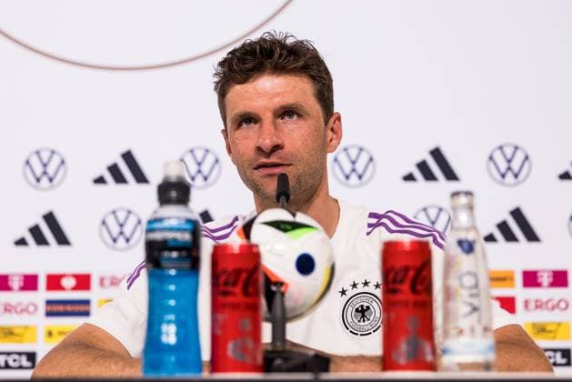 DFB Training Camp Press Conference 28 05 2024 Thomas Müller Germany DFB Training Camp Press Conference Blankenhain, Golf Spa Resort Weimarer Land on 28 05 2024 Copyright: xBEAUTIFULxSPORTS Wunderlx