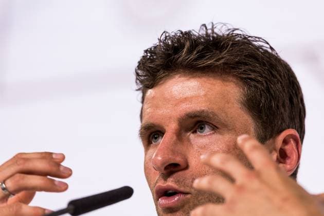 DFB Training Camp Press Conference 28 05 2024 Thomas Müller Germany gestures DFB Training Camp Press Conference Blankenhain, Golf Spa Resort Weimarer Land on 28 05 2024 Copyright: xBEAUTIFULxSPORTS Wunderlx