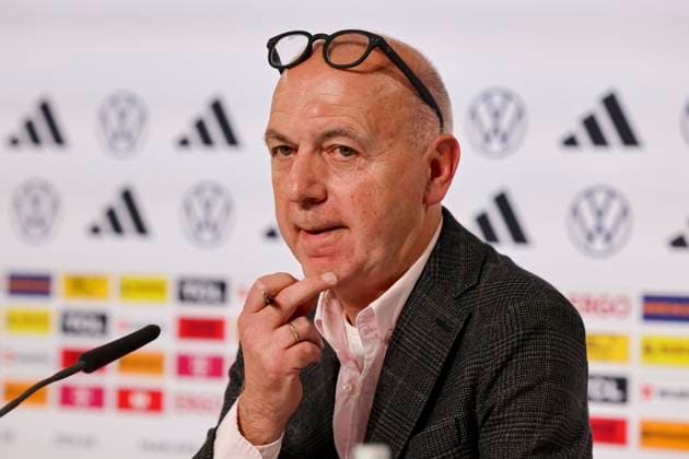 DFB President Bernd Neuendorf answers questions from journalists, press conference day 1, training camp of the German national team, castle, 28 05 2024, Blankenhain, Germany