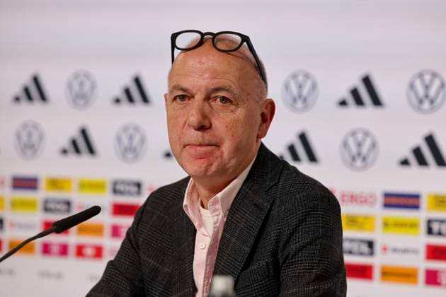 DFB President Bernd Neuendorf answers questions from journalists, press conference day 1, training camp of the German national team, castle, 28 05 2024, Blankenhain, Germany