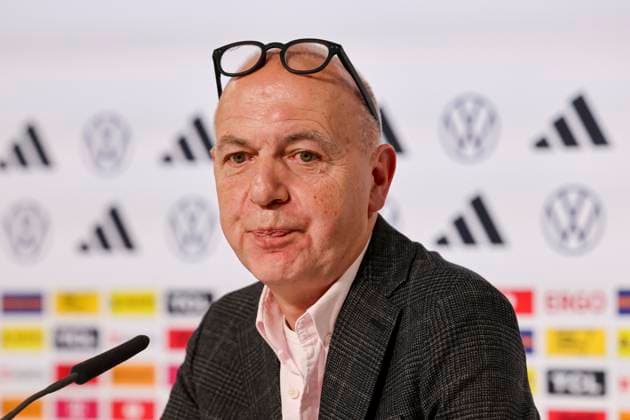 DFB President Bernd Neuendorf answers questions from journalists, press conference day 1, training camp of the German national team, castle, 28 05 2024, Blankenhain, Germany