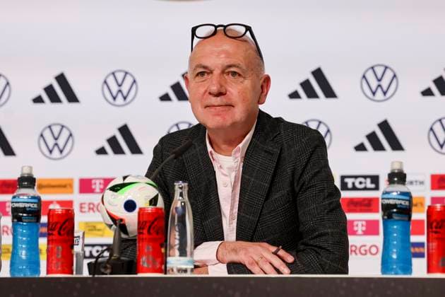 DFB President Bernd Neuendorf answers questions from journalists, press conference day 1, training camp of the German national team, castle, 28 05 2024, Blankenhain, Germany