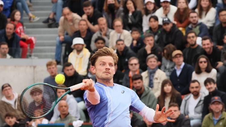 Tennis, French Open, Tag 3 Belgian David Goffin pictured in action during a tennis match between Belgian Goffin and French Perricard, in the first round of the men s singles, at the Roland Garros French Open tennis tournament, in Paris, France, Tuesday 28 May 2024. This year s tournament takes place from 26 May to 09 June. BENOITxDOPPAGNE  x93535084x