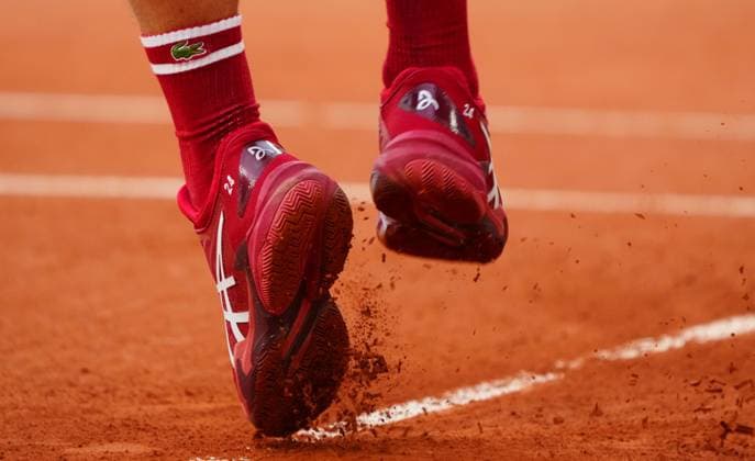 Tennis, French Open, Tag 3 The Asics tennis shoes of Novak Djokovic showing his 24 Grand Slam wins French Open Tennis, Day 3, Tennis, Roland Garros, Paris, France - 28 May 2024  Copyright: xJavierxGarcia Shutterstockx 14506171fy
