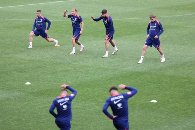 Croatia National Football Team - preparations for the UEFA EURO, EM, Europameisterschaft,Fussball 2024 Andrej Kramaric, Domagoj Vida, Bruno Petkovic and Borna Sosa of Croatia during training session of the Croatian national football team at the HNK Rijeka stadium in Rijeka, Croatia, on May 28, 2024. as part of preparations for the UEFA Euro 2024. NelxPavletic PIXSELL