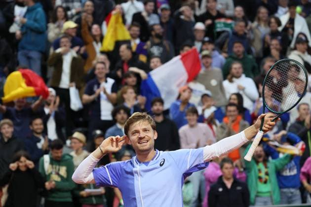 Tennis, French Open, Tag 3 Sport Bilder des Tages Belgian David Goffin celebrates winning his match a tennis match between Belgian Goffin and French Perricard, in the first round of the men s singles, at the Roland Garros French Open tennis tournament, in Paris, France, Tuesday 28 May 2024. This year s tournament takes place from 26 May to 09 June. BENOITxDOPPAGNE  x93537971x