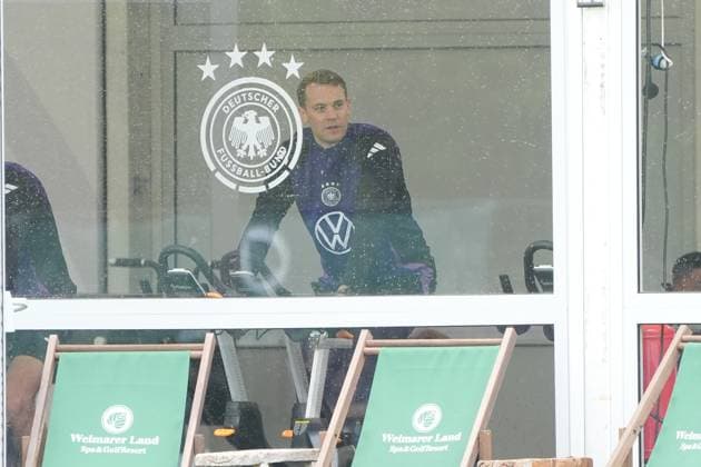 Goalkeeper Goalie Manuel Neuer Germany Germany trains on the ergometer Blankenhain 29 05 2024 Training camp for the German national team in preparation for the European Championship, Golf Resort Weimarer Land