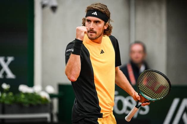 May 29, 2024, Paris, France, France: Stefanos TSITSIPAS of Greece celebrates his point during the fourth day of Roland-Garros 2024, French Open 2024, Grand Slam tennis tournament at the Roland-Garros Stadium on May 29, 2024 in Paris, France. Paris France - ZUMAm308 20240529_zsp_m308_001 Copyright: xMatthieuxMirvillex