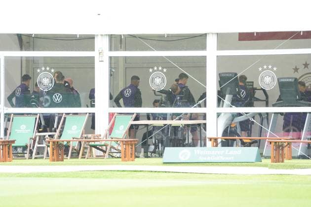 Players train in the fitness tent Blankenhain 29 05 2024 Training camp for the German national team in preparation for the European Championship, Golf Resort Weimarer Land