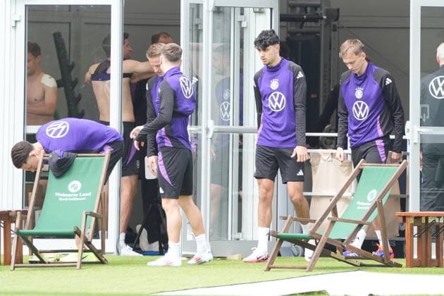 Aleksandar Pavlovic Germany Germany , Maximilian Beier Germany Germany Blankenhain 29 05 2024 Training camp for the German national team in preparation for the European Championship, Golf Resort Weimarer Land