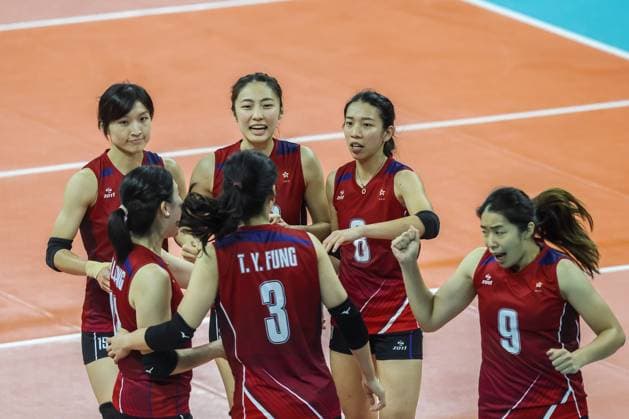(240529) -- MANILA, May 29, 2024 -- Players of China s Hong Kong celebrate after scoring a point during the 7th-8th final match in the Asian Women s Volleyball Challenge Cup 2024 between Indonesia and China s Hong Kong in Manila, the Philippines, on May 29, 2024. ) (SP)THE PHILIPPINES-MANILA-VOLLEYBALL-ASIAN WOMEN S VOLLEYBALL CHALLENGE CUP 2024-HONG KONG VS INDONESIA ROUELLExUMALI 