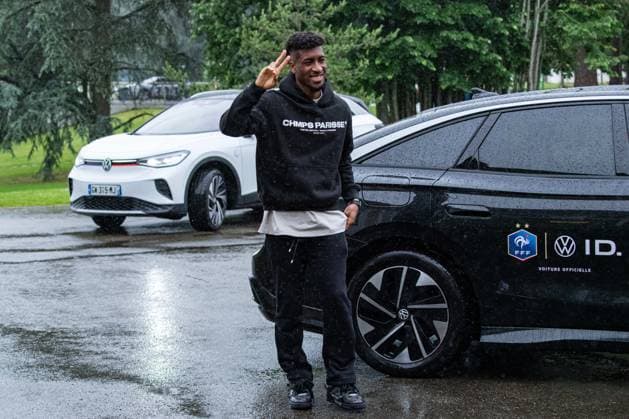Kingsley Coman FOOTBALL : Arrivee des joueurs de lÂ’Equipe de France - Clairefontaine - 29 05 2024 BaptisteAutissier Panoramic 