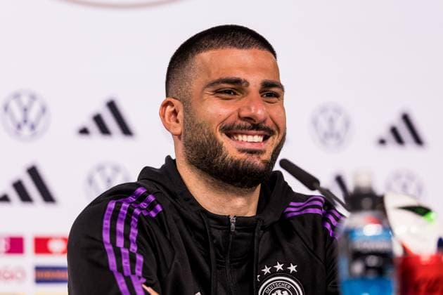 DFB Training Camp Press Conference 29 05 2024 Deniz Undav Germany laughing, laughing DFB Training Camp Press Conference Blankenhain, Golf Spa Resort Weimarer Land on 29 05 2024 Copyright: xBEAUTIFULxSPORTS Wunderlx