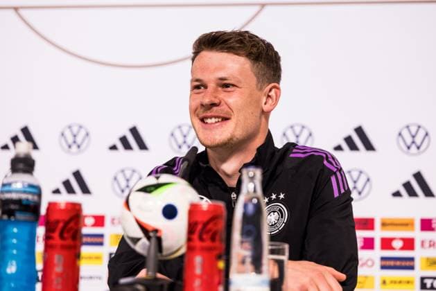 DFB Training Camp Press Conference 29 05 2024 Alexander Nübel Germany smiles DFB Training Camp Press Conference Blankenhain, Golf Spa Resort Weimarer Land on 29 05 2024 Copyright: xBEAUTIFULxSPORTS Wunderlx