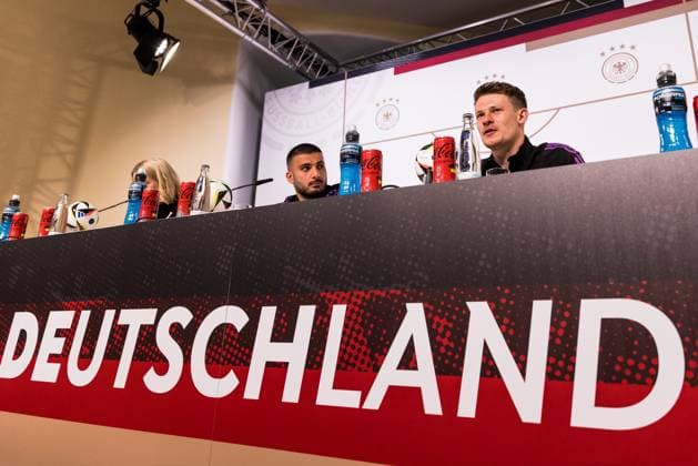 DFB Training Camp Press Conference 29 05 2024 Deniz Undav Germany , Alexander Nübel Germany DFB Training Camp Press Conference Blankenhain, Golf Spa Resort Weimarer Land on 29 05 2024 Copyright: xBEAUTIFULxSPORTS Wunderlx