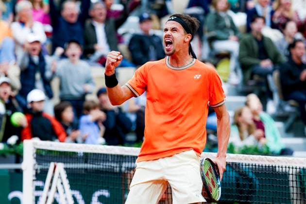 TENNIS - French Open 2024 PARIS,FRANCE,29.MAY.24 - TENNIS - ATP, Tennis Herren World Tour, French Open, Roland Garros, Grand Slam. Image shows the rejoicing of Daniel Altmaier (GER).  GEPAxpictures xPatrickxSteiner