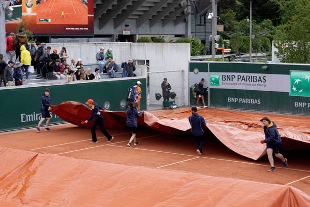 Rain covers are put over the courts French Open Tennis, Day 4, Tennis, Roland Garros, Paris, France - 29 May 2024  Copyright: xEllaxLing Shutterstockx 14513225i