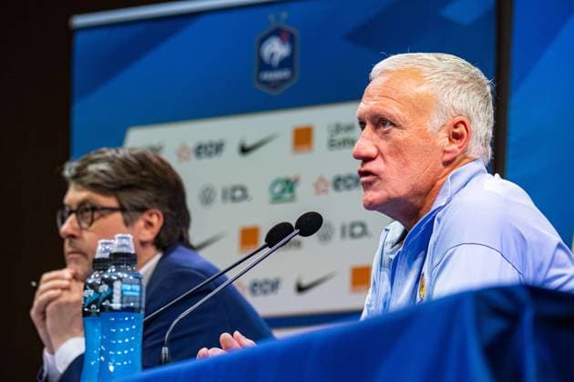 Didier Deschamps FOOTBALL : ConfÃ rence de press de lÂ’Equipe de France - 29 05 2024 BaptisteAutissier Panoramic 