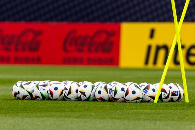 29 05 2024, GER, football, men, season 2023 2024, DFB national team training camp Blankenhain, training session at the Spa GolfResort Weimarer Land symbolic image football footballs on the sports field training ground 99444 Blankenhain Castle Blankenhain Spa Golf Thuringia Germany