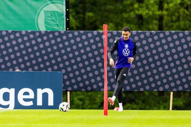 29 05 2024, GER, Football, Men, Season 2023 2024, DFB National Team Training Camp Blankenhain, Training session at the Spa GolfResort Weimarer Land Jamal Musiala on the training ground sports field in Blankenhain 99444 Blankenhain Castle Blankenhain Spa Golf Thuringia Germany