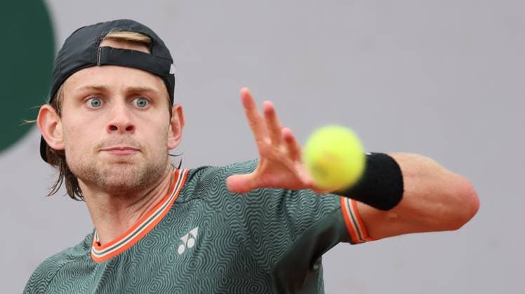 Belgian Zizou Bergs pictured in action during a tennis match against German Marterer, in the second round of the men s singles, at the Roland Garros French Open tennis tournament, in Paris, France, . This year s tournament takes place from 26 May to 09 June. BENOITxDOPPAGNE  x93616834x