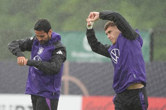 Ilkay Gündogan Germany Germany and Brajan Gruda Germany Germany Blankenhain 30 05 2024 Training camp for the German national team to prepare for the European Championship, Golf Resort Weimarer Land