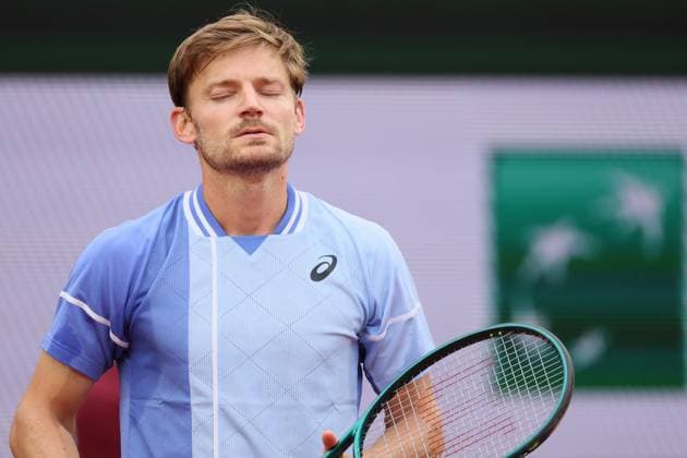 Belgian David Goffin reacts during a tennis match against German Zverev, in the second round of the men s singles, at the Roland Garros French Open tennis tournament, in Paris, France, Thursday 30 May 2024. This year s tournament takes place from 26 May to 09 June. BENOITxDOPPAGNE  x93626036x