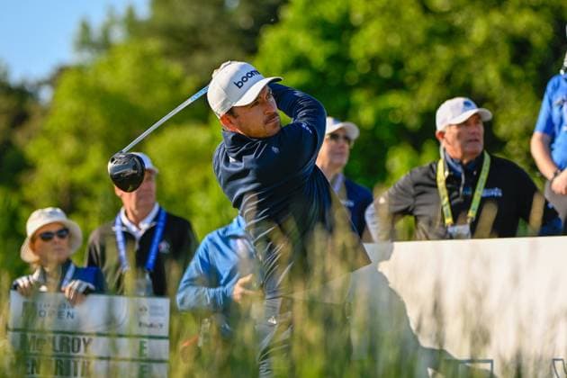 ANCASTER, ON - MAY 30: Nick Taylor (CAN) watches his tee shot on 11 during the first round of the RBC Canadian Open on May 30, 2024 at Hamilton Golf & Country Club in Ancaster, Ontario, Canada. (Photo by Ken Murray Icon Sportswire) GOLF: MAY 30 PGA, Golf Herren RBC Canadian Open EDITORIAL USE ONLY Icon240530019