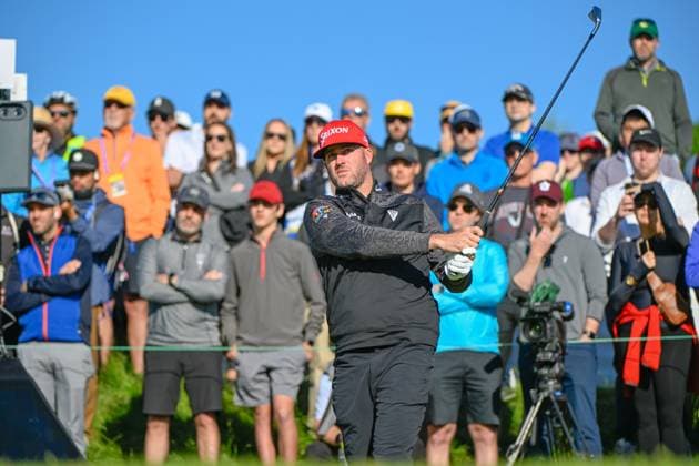ANCASTER, ON - MAY 30: Taylor Pendrith (CAN) watches his tee shot on 12 during the first round of the RBC Canadian Open on May 30, 2024 at Hamilton Golf & Country Club in Ancaster, Ontario, Canada. (Photo by Ken Murray Icon Sportswire) GOLF: MAY 30 PGA, Golf Herren RBC Canadian Open EDITORIAL USE ONLY Icon240530032