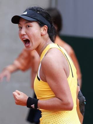 (240530) -- PARIS, May 30, 2024 -- Wang Xinyu of China reacts during the women s singles second round match between Wang Xinyu of China and Viktoriya Tomova of Bulgaria at the French Open tennis tournament at Roland Garros in Paris, France, May 30, 2024. ) (SP)FRANCE-PARIS-TENNIS-FRENCH OPEN-WOMEN S SINGLES GaoxJing 