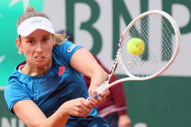 Belgian Elise Mertens pictured in action during a tennis match against Croatian Martic, in the second round of the women s singles, at the Roland Garros French Open tennis tournament, in Paris, France, Thursday 30 May 2024. This year s tournament takes place from 26 May to 09 June. BENOITxDOPPAGNE  x93633344x