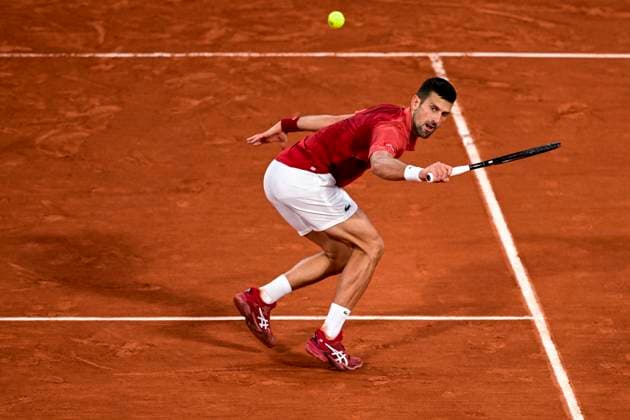 PARIS, FRANCE - MAY 30: Novak Djokovic of Serbia plays backhand volley against Roberto Carballes Baena of Spain during at Roland Garros on May 30, 2024 in Paris, France. (Photo by Richard Callis SPP) (Richard Callis SPP) Copyright: xRichardxCallisx xSPPx spp-en-RiCaSp-RCA_RCallis_RolandGarrosD5-1267