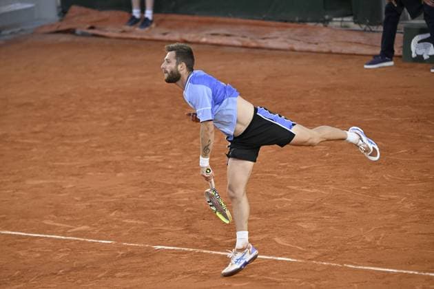 Tennis : Roland Garros 2024 - France - Corentin Moutet - France Tennis : Roland Garros 2024 - France - 30 06 2024 ChrysleneCaillaud Panoramic 