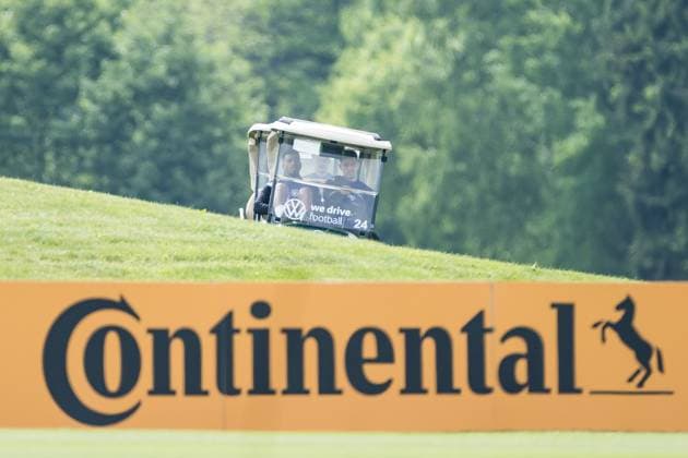 DFB training camp training 31 05 2024 Benjamin Henrichs Germany and Kai Havertz Germany in the golf cart on the way to the training ground DFB training camp training Blankenhain, Golf Spa Resort Weimarer Land on 31 05 2024 Copyright: xBEAUTIFULxSPORTS Wunderlx
