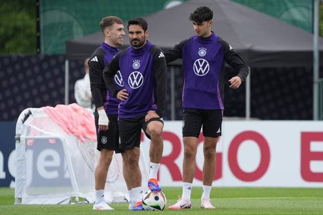 Brajan Gruda Germany Germany , Ilkay Gündogan Germany Germany , Aleksandar Pavlovic Germany Germany Blankenhain 31 05 2024 Training camp for the German national team in preparation for the European Championship, Golf Resort Weimarer Land