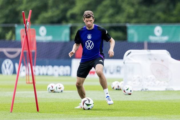 DFB training camp training 31 05 2024 Thomas Müller Germany on the ball DFB training camp training Blankenhain, Golf Spa Resort Weimarer Land on 31 05 2024 Copyright: xBEAUTIFULxSPORTS Wunderlx