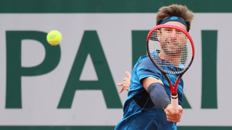 Belgian Sander Gille pictured in action during a tennis match between Belgian pair Gille Vliegen and Venezuelan Czech pair Martinez - Nouza, in the first round of the men s doubles, at the Roland Garros French Open tennis tournament, in Paris, France, Friday 31 May 2024. This year s tournament takes place from 26 May to 09 June. BENOITxDOPPAGNE  x93719733x
