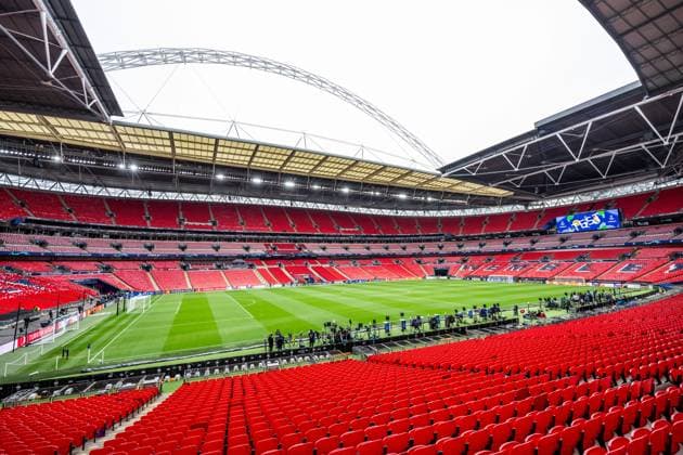 240531 General interior view of Wembley Stadium ahead of the UEFA Champions League final between Dortmund and Real Madrid on May 31, 2024 in London Photo Petter Arvidson BILDBYRAN kod PA PA0815 fotboll football soccer fotball champions league förhand inför preview real madrid bbeng borussia dortmund final Wembley Stadium arena interiör  Copyright: PETTERxARVIDSON BB240531PA006