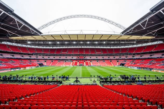 240531 General interior view of Wembley Stadium ahead of the UEFA Champions League final between Dortmund and Real Madrid on May 31, 2024 in London Photo Petter Arvidson BILDBYRAN kod PA PA0815 fotboll football soccer fotball champions league förhand inför preview real madrid bbeng borussia dortmund final Wembley Stadium arena interiör  Copyright: PETTERxARVIDSON BB240531PA008