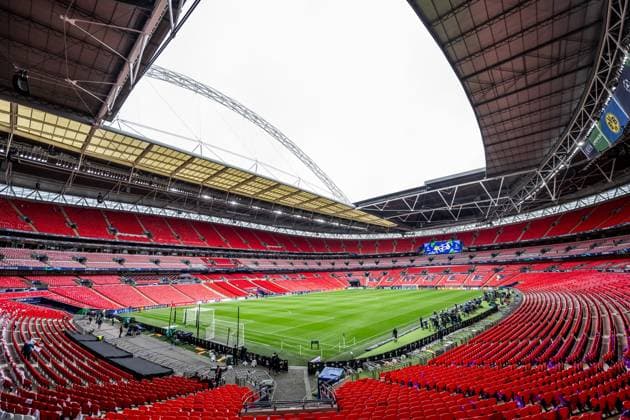 240531 General interior view of Wembley Stadium ahead of the UEFA Champions League final between Dortmund and Real Madrid on May 31, 2024 in London Photo Petter Arvidson BILDBYRAN kod PA PA0815 fotboll football soccer fotball champions league förhand inför preview real madrid bbeng borussia dortmund final Wembley Stadium arena interiör  Copyright: PETTERxARVIDSON BB240531PA009