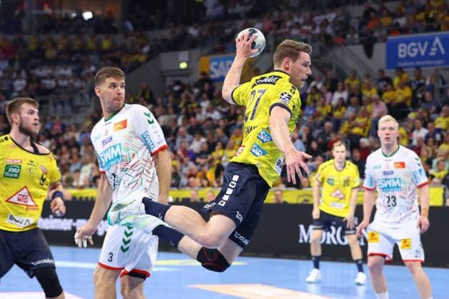 30 05 2024, xtgx, Handball, Liqui Moly HBL, Rhein Neckar Loewen SC Magdeburg emspor v l Tobias Reichmann Mannheim, 27 throws goal, Torschuetze, scores goal, Treffer, scores the goal Mannheim